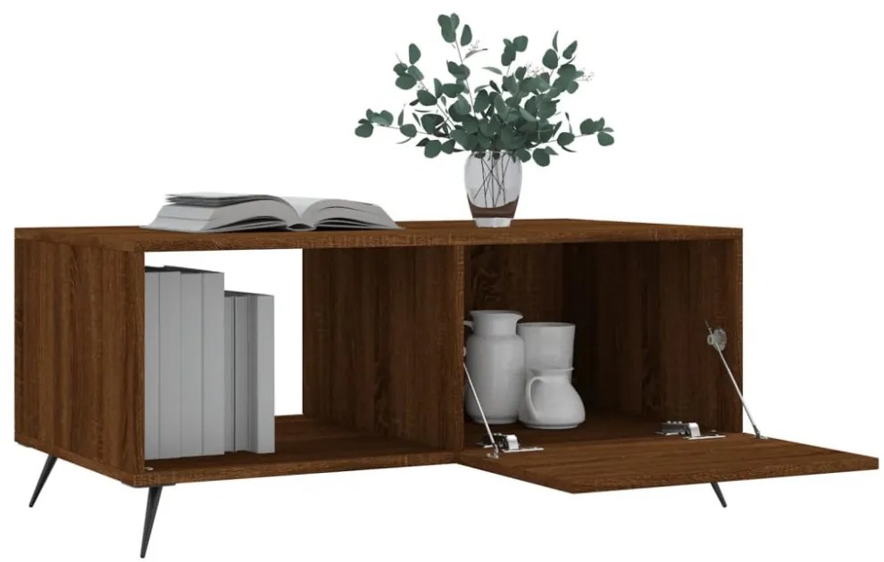 barna tölgyszínű szerelt fa dohányzóasztal 90 x 50 x 40 cm