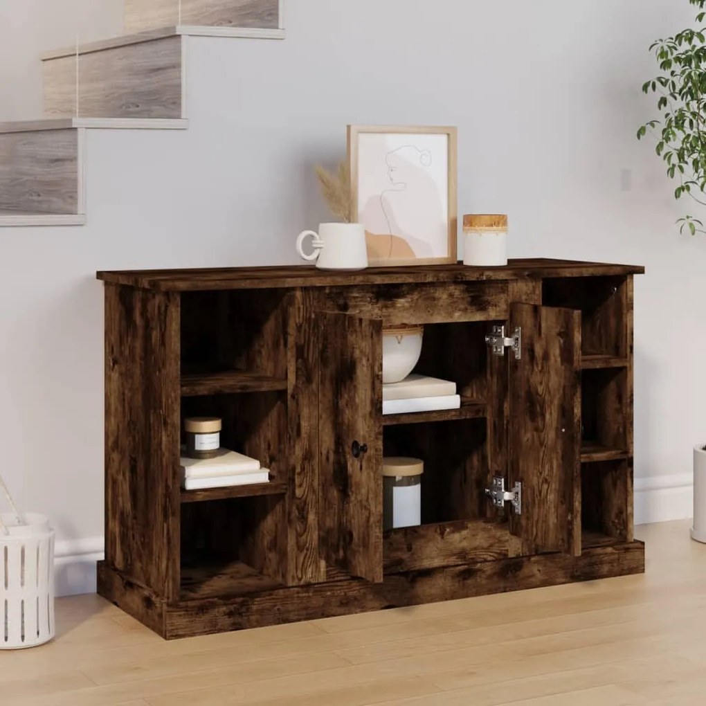 füstös tölgy színű szerelt fa tálalószekrény 100x35,5x60 cm