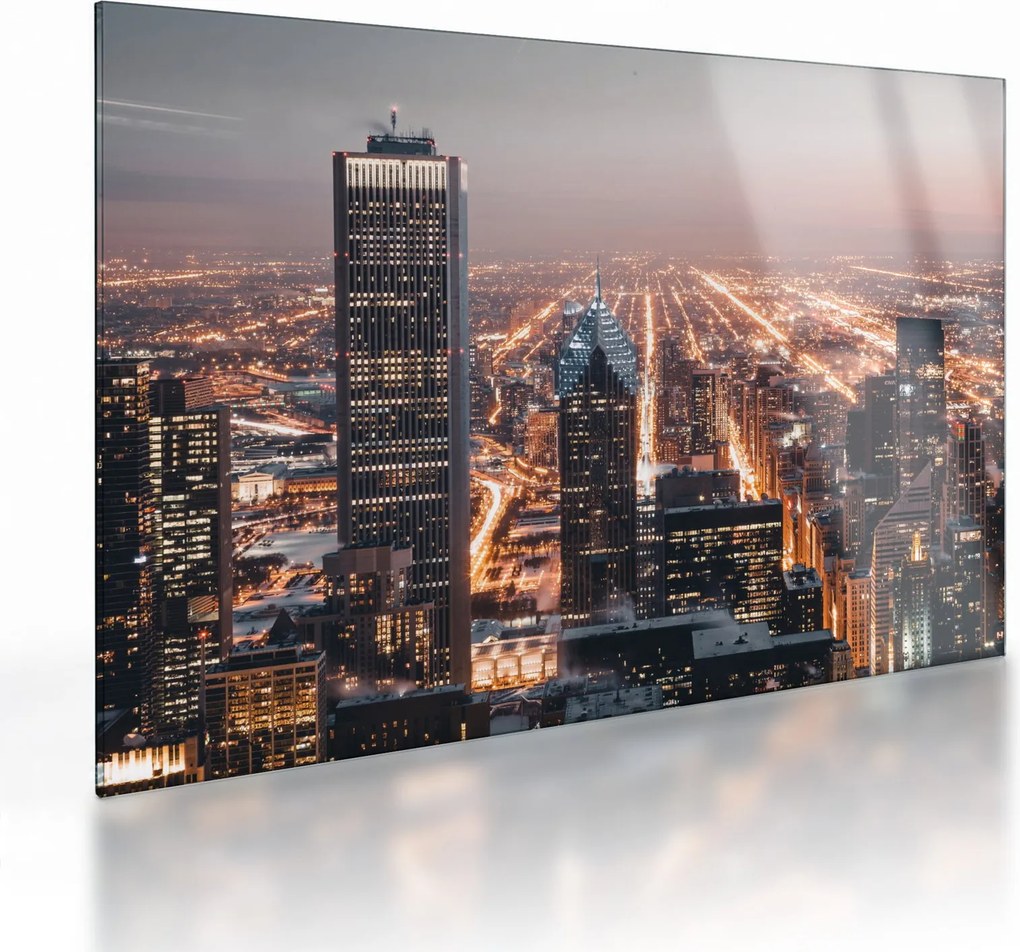 Fényes metropolisz képe (üvegen) (70x50 cm)