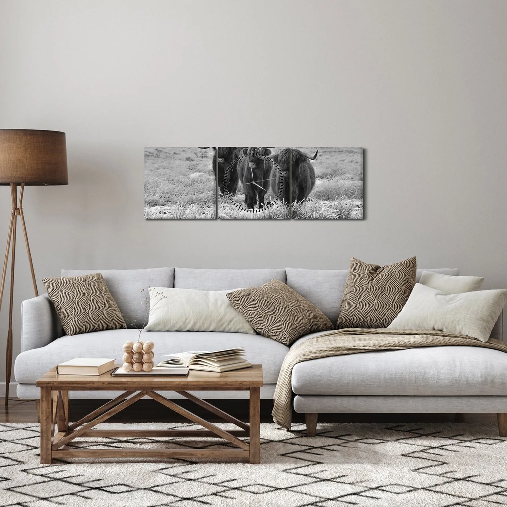 Kép - Skót tehenek (órával) (90x30 cm)