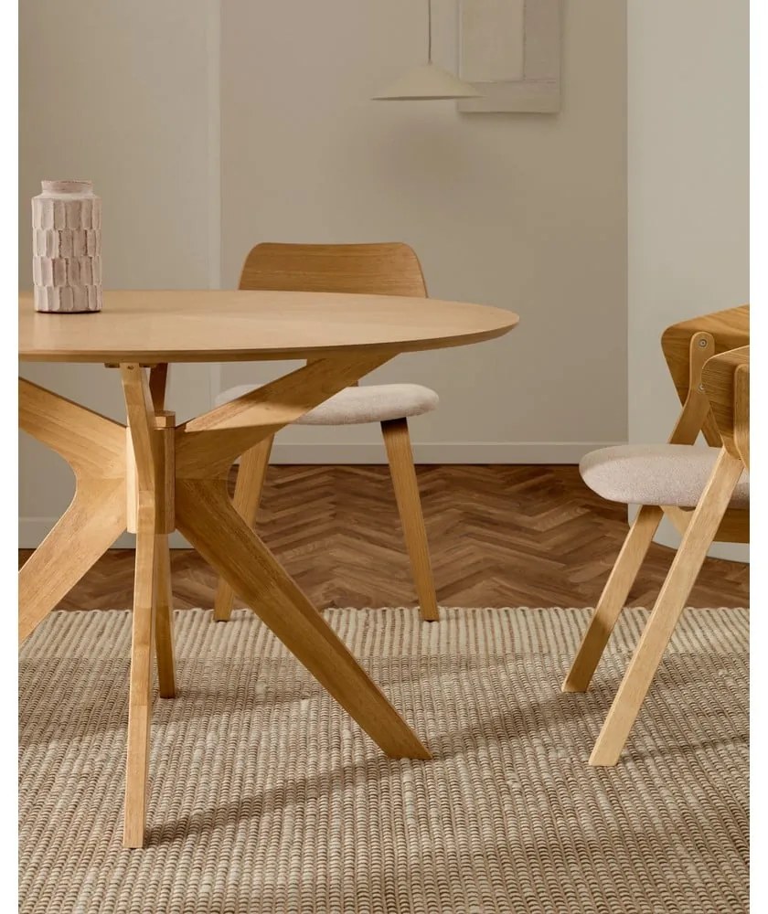 Kerek étkezőasztal tölgyfa dekoros asztallappal ø 120 cm Naanim – Kave Home