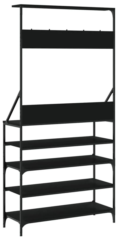 fekete ruhafogas cipőpolccal 90x34x184 cm