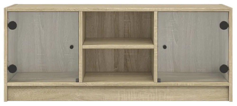 sonoma tölgy színű TV-szekrény üvegajtókkal 102 x 37 x 42 cm