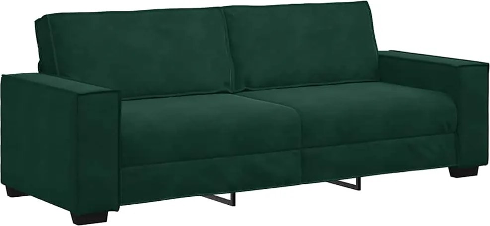 vidaXL 3 személyes sötétszöld bársony kanapé 220x78x84 cm