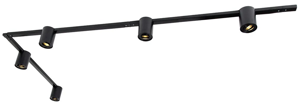 Modern 1 fázisú sínrendszer 5 fekete spotlámpával - Rondoo Up
