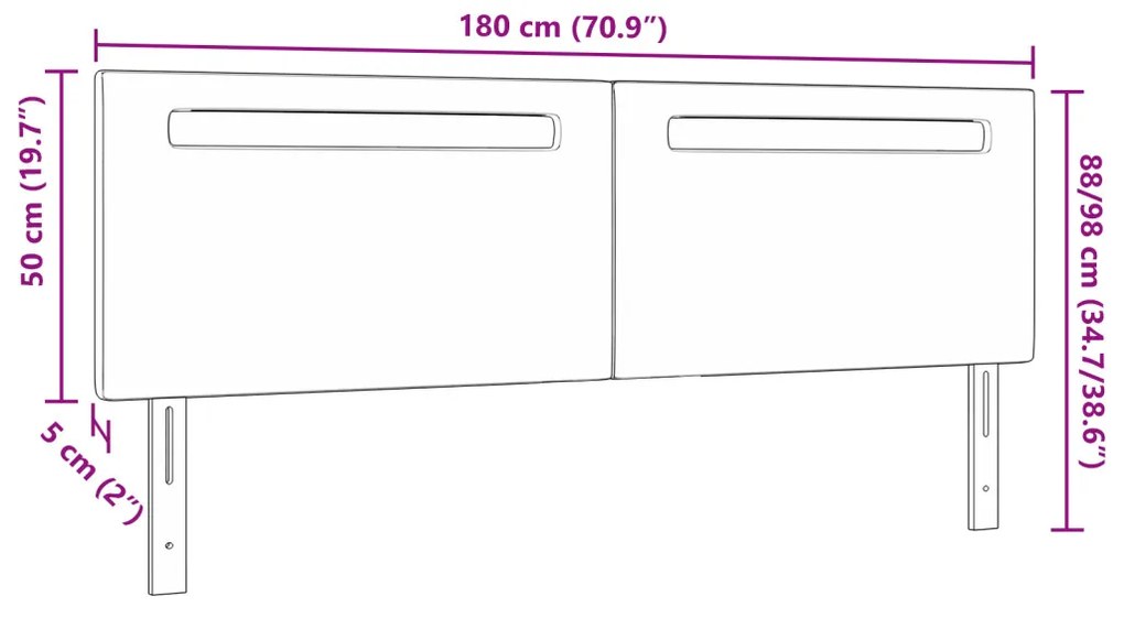 Fejtámla LED -es lámpákkal fejtámlával Cappuccino 180 cm PVC