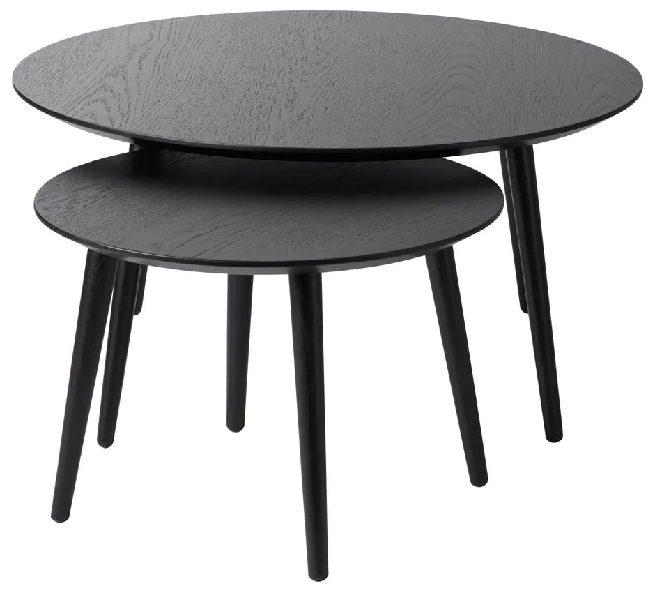 Fekete kerek dohányzóasztal szett 2 db-os ø 88 cm Adda – Unique Furniture