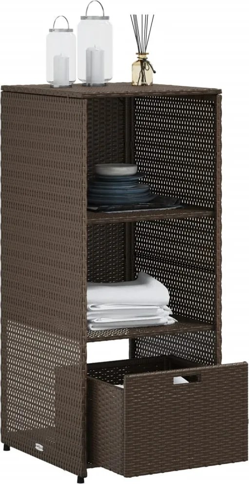 vidaXL barna polyrattan kerti tárolószekrény 50 x 55 x 115 cm