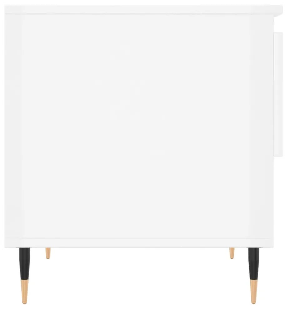 2 db magasfényű fehér szerelt fa dohányzóasztal 50 x 46 x 50 cm