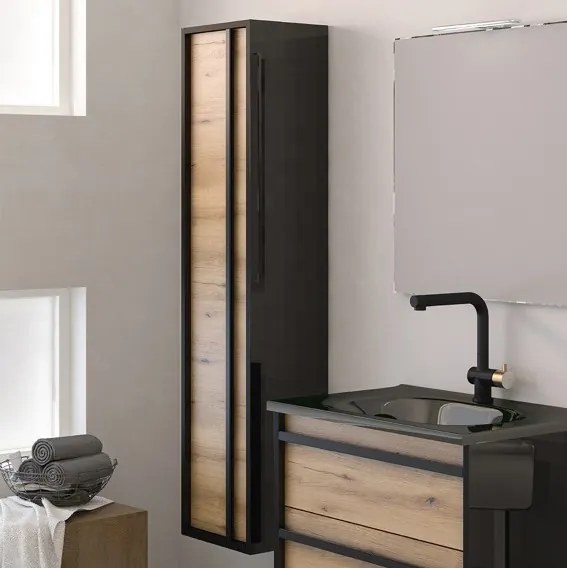 Piramida EURIDIKA OLIVA-FEKETE - fali fürdőszobabútor fekete mosdóval - 65 x 53 x 48 cm