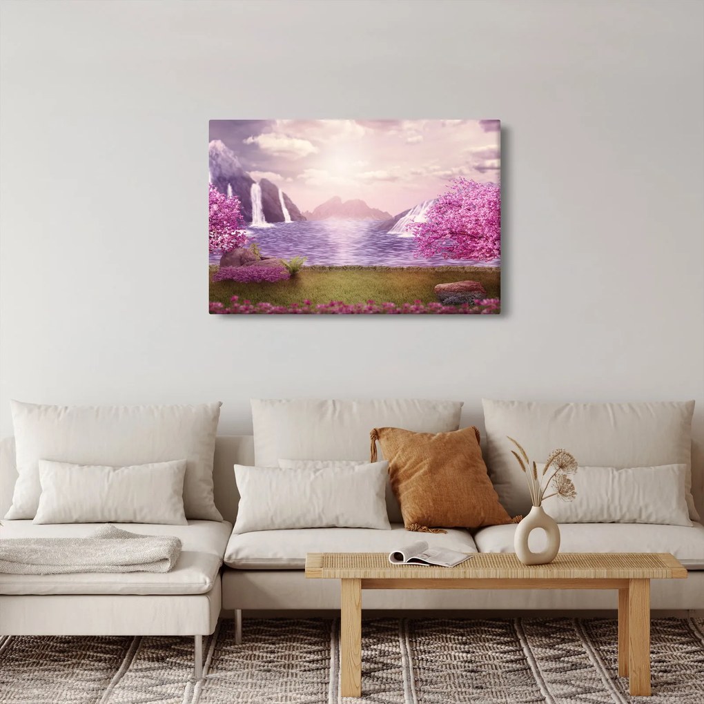Rózsaszín fák képe fóval (90x60 cm)