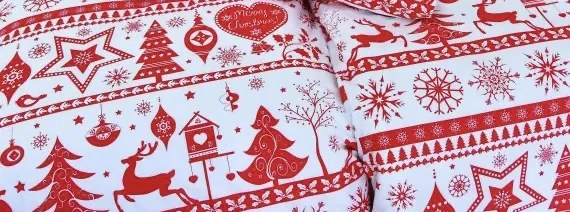 Pamut ágyneműk Karácsonyi ágyneműk Christmas piros TiaHome - 1x Párna 90x70cm, 1x Paplan 140x200cm