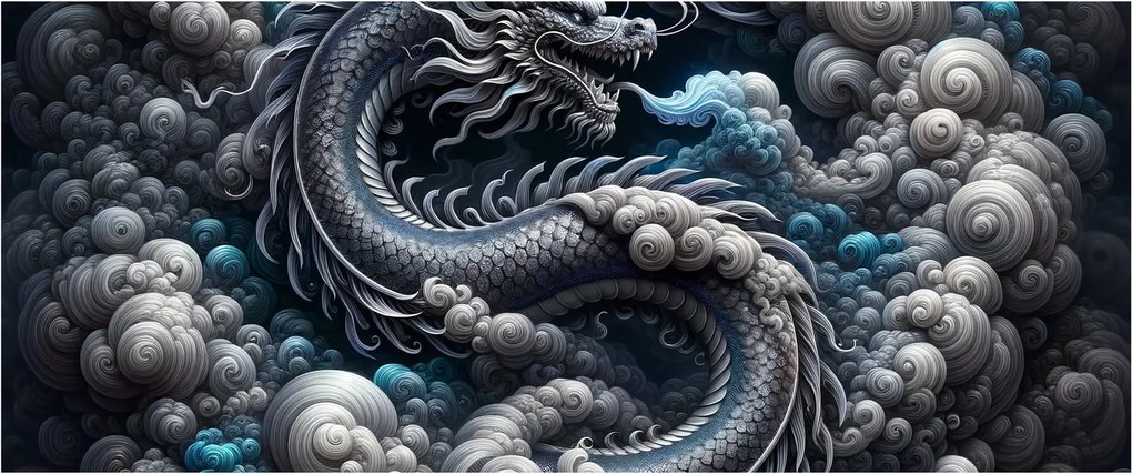 Kép – Sárkány a füstben (120x50 cm)