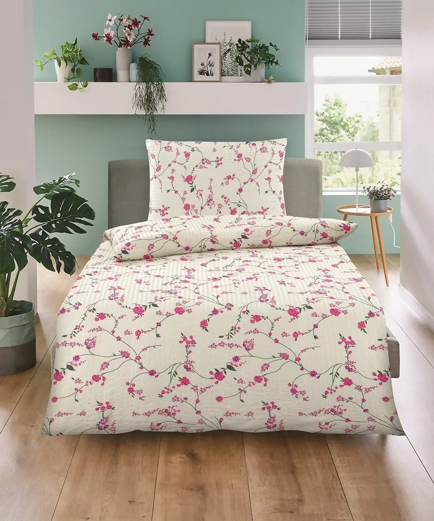 FLORAL CREAM krém krepp ágyneműhuzat Ágyneműhuzat mérete: 70 x 90 cm | 140 x 200 cm
