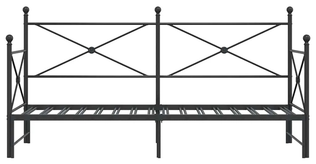 kihúzható kanapéágy matrac nélkül fekete 90x190 cm acél