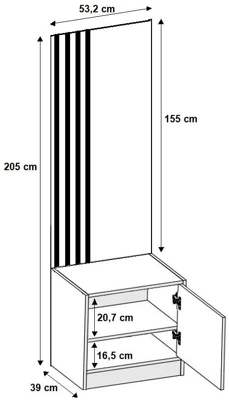 ROJ 11 Plus Előszobafal 106,4cm, Fehér
