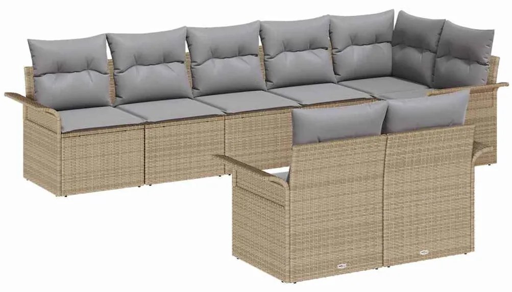 Kerti Kanapé Szett párnával 8 pcs Bézs Poli rattan