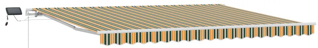 Kézi Kihúzható Napellenző LED-del zöld és sárga színben, 450x300 cm