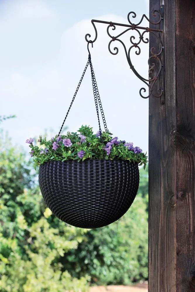 KETER HANGING SPHERE polyrattan függő virágcserép - barna