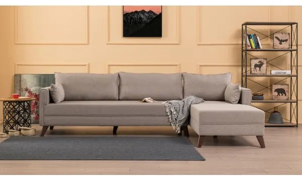 KORFU L-alakú jobb oldali sarokülőgarnitúra, krémszínű