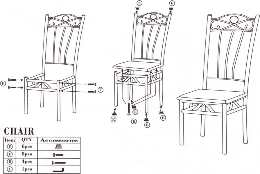 Étkezőasztal szett 4 db székkel fekete BC FUR-101-17BL