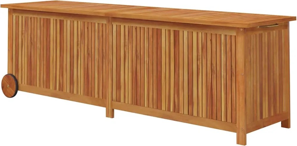 Tömör Akácfa Kerti Tárolóláda Kerekekkel 150 X 50 X 58 Cm