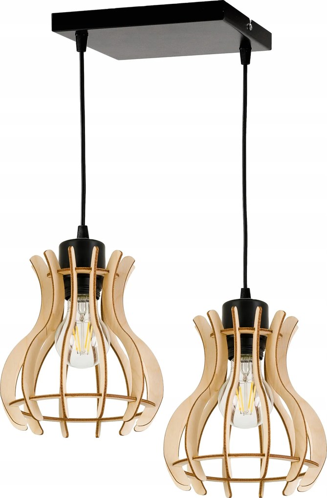 Mennyezeti lámpa függeszték túlnyúlás Loft fa 2x E27