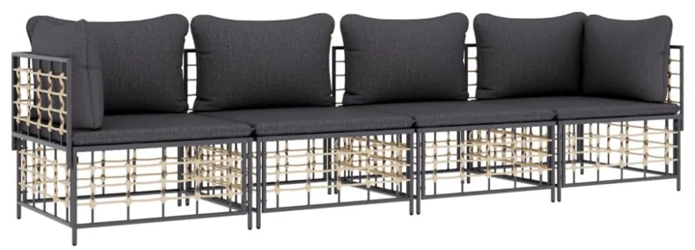 vidaXL 4 részes antracitszürke polyrattan kerti ülőgarnitúra párnákkal