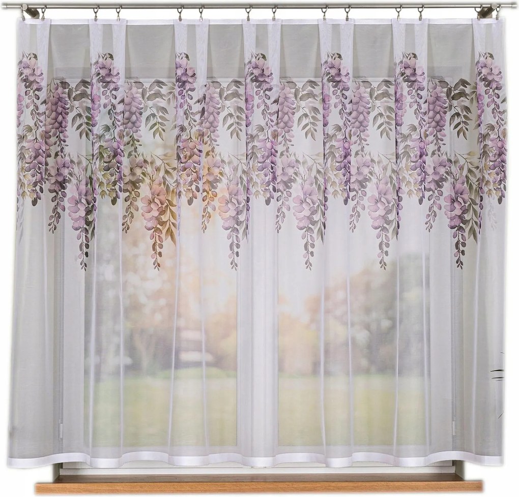 Függöny méteráru 160cm Rövid Jacquard Függöny méteráru Virágok Wisteria