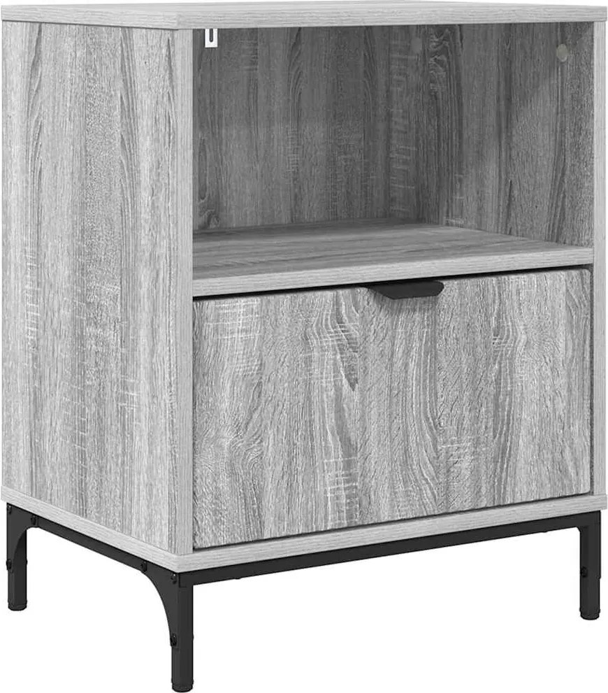 vidaXL Éjjeliszekrény fiókkal Szürke sonoma 49 x 36 x 61 cm Faanyag