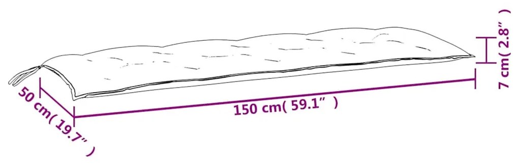 2 db levélmintás szövet kerti padpárna 150 x 50 x 7 cm