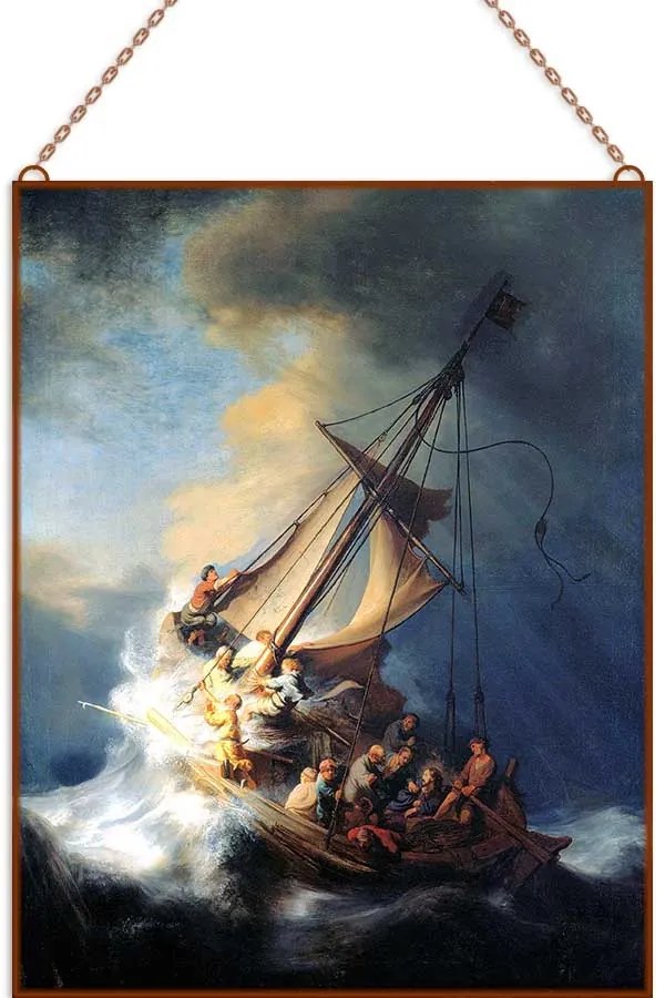 Rembrandt - Christ in the Storm üvegkép, falikép