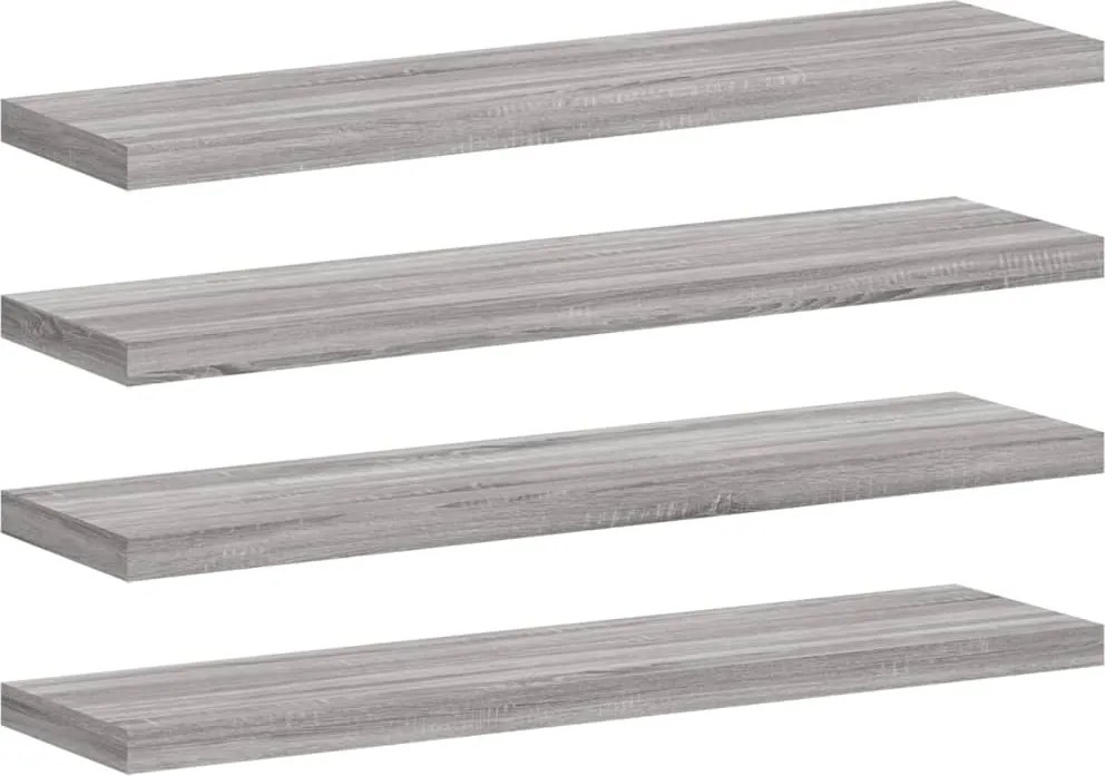 vidaXL 4 db szürke sonoma színű szerelt fa fali polc 40 x 10 x 1,5 cm