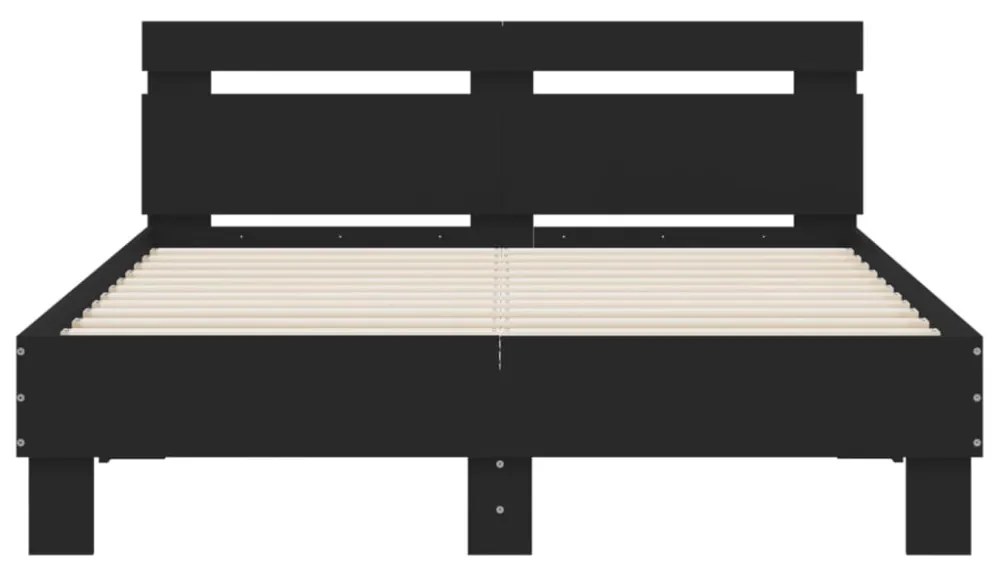 fekete ágykeret fejtámlával és LED-del 120 x 200 cm