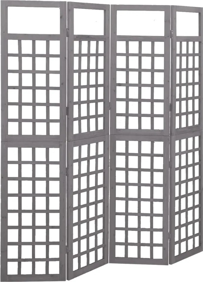 vidaXL 4 paneles szürke tömör fenyő térelválasztó/lugasrács 161x180 cm