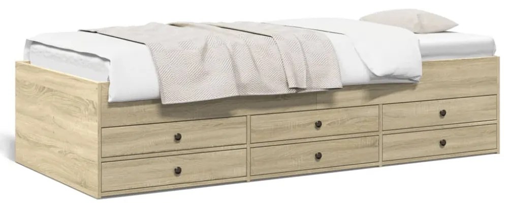 sonoma tölgy kanapéágy fiókkal matrac nélkül 75x190 cm