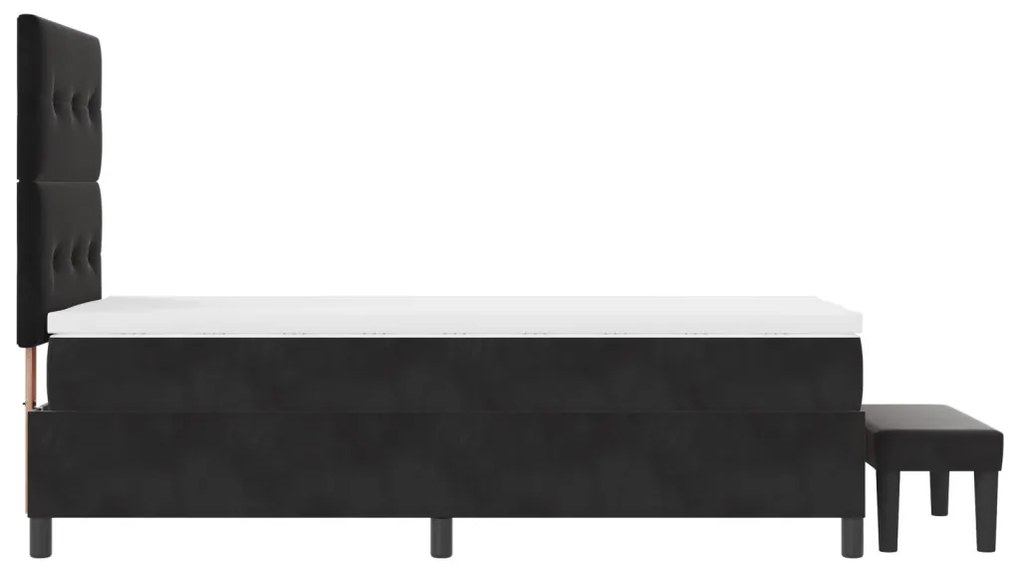 Box Spring Ágy Matraccal & Pad Fekete 80x200 cm Plüss