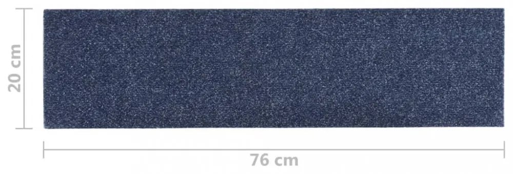 15 db szürkéskék négyszögletes öntapadó lépcsőszőnyeg 76x20cm