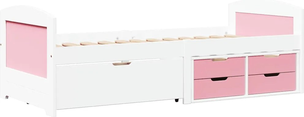 vidaXL Napozóágy 5 fiókkal matrac nélkül IRUN Fehér&Rózsaszín 90x200cm