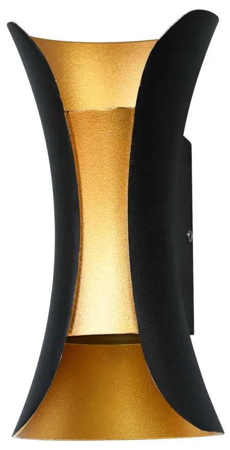 ITALUX PL-356-M-BK-GD DANTE Modern Kültéri Fali Lámpa Fekete, Arany LED IP44