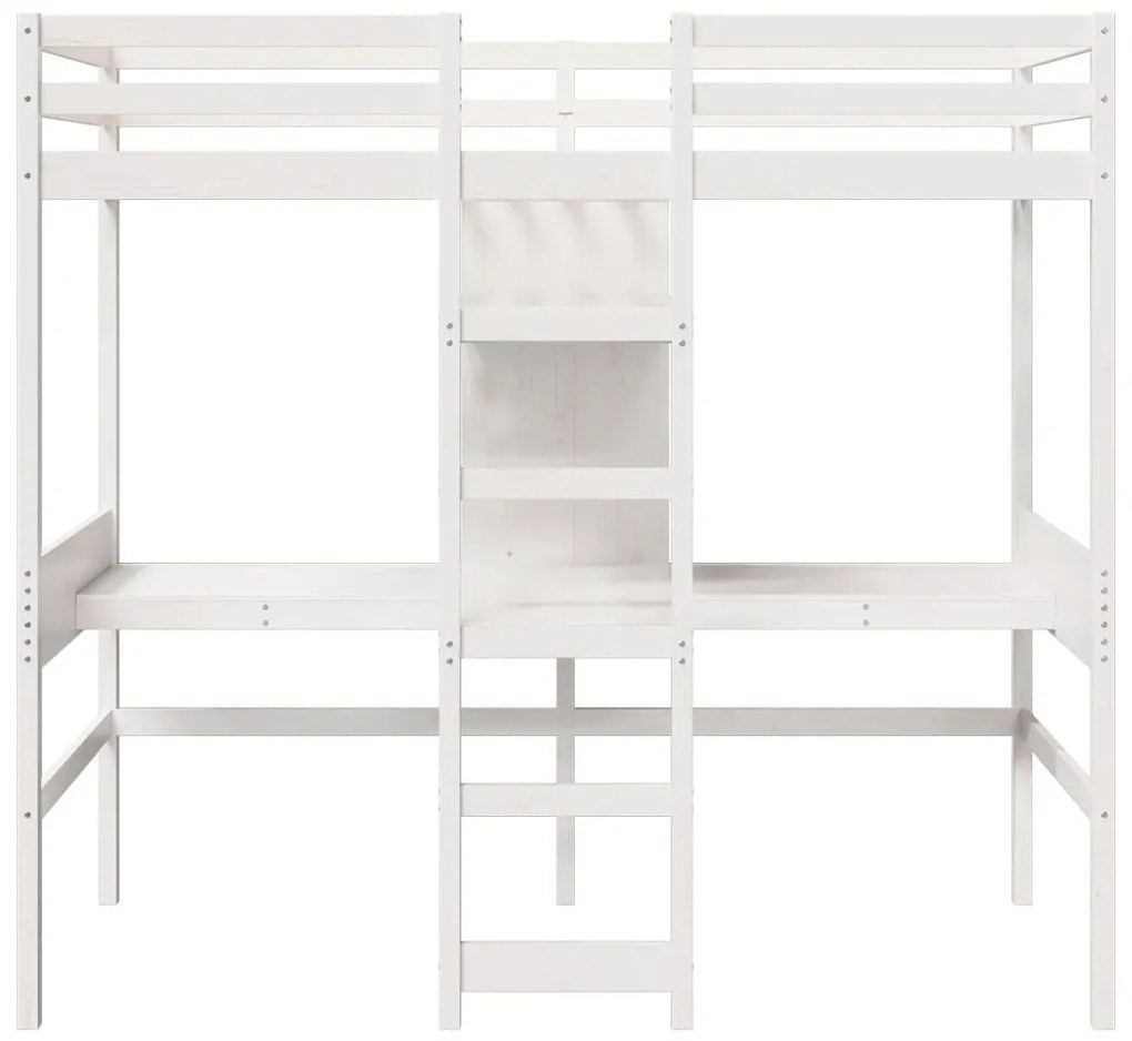 fehér tömör fenyő galériaágy-keret matrac nélkül 90 x 190 cm