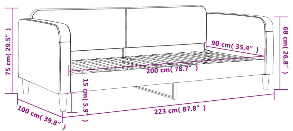 sötétszürke szövet kanapéágy 90 x 200 cm
