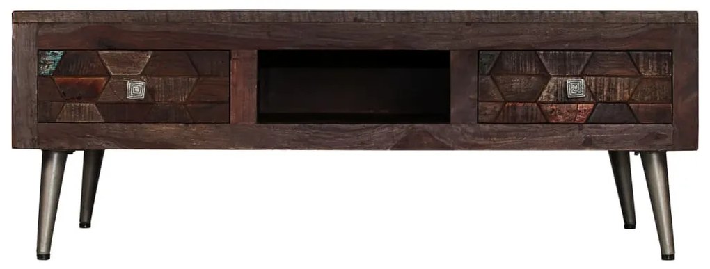 Újrahasznosított tömör fa dohányzóasztal 100 x 60 x 35 cm