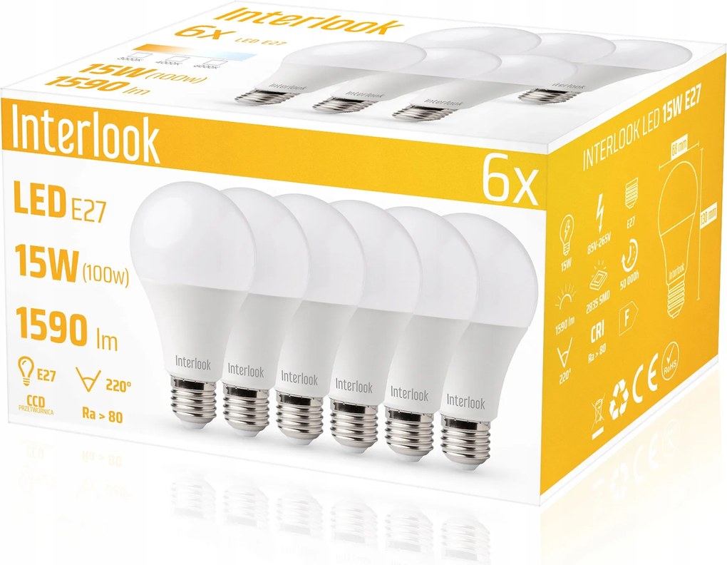 6 db-os Led izzó szett E27 15W CCD 1590lm=100W