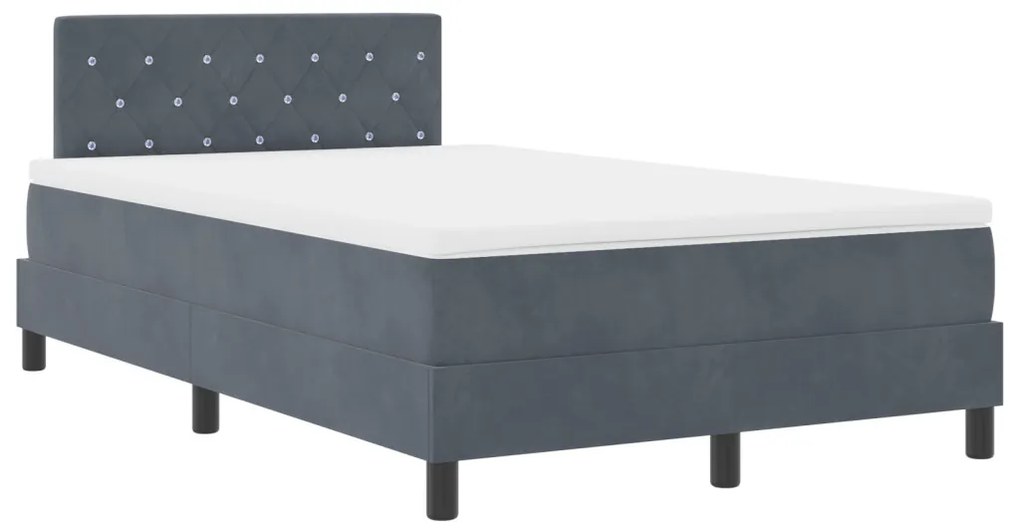 Boxspring Ágy Matraccal Sötétszürke Kicsi Kétszemélyes Bársony