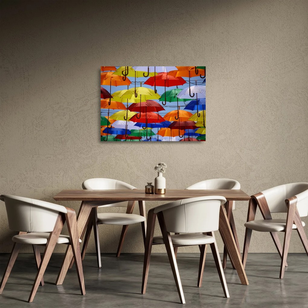 Színes esernyők képe (üvegen) (70x50 cm)