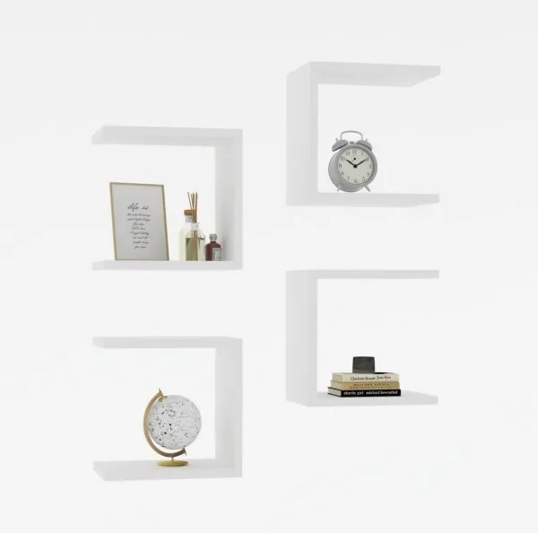 KÉSZLET 4x Fali polc BASE 30x30 cm fehér