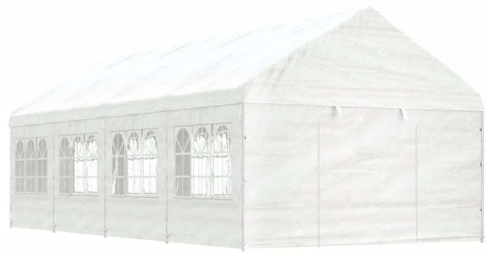 fehér polietilén pavilon tetővel 8,92 x 4,08 x 3,22 m