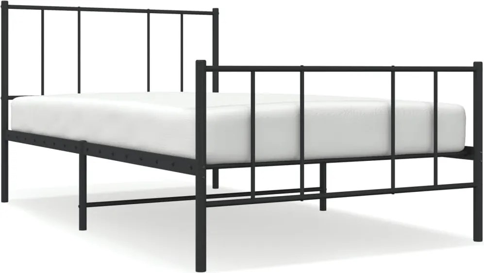 vidaXL fekete fém ágykeret fej- és lábtámlával 107 x 203 cm