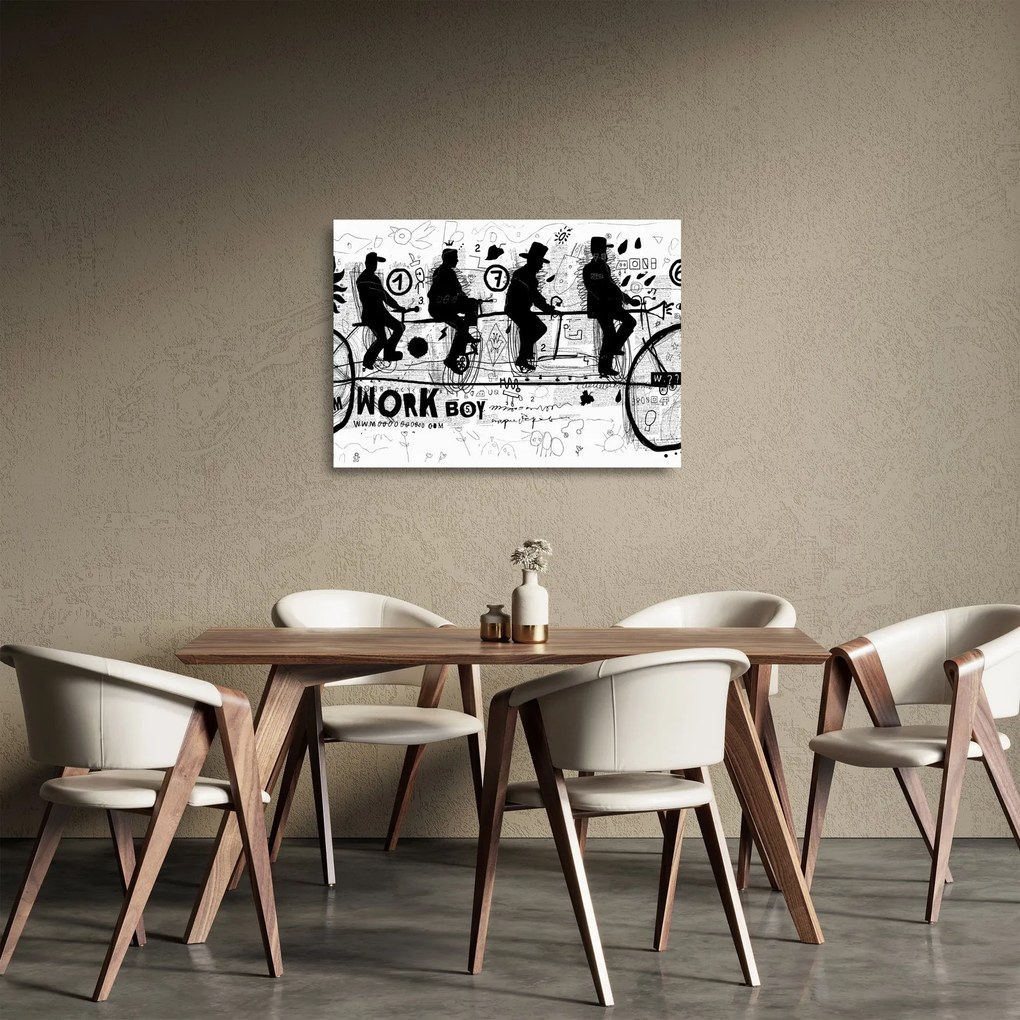 Kép - Csapatmunka, biciklizés (üvegen) (70x50 cm)